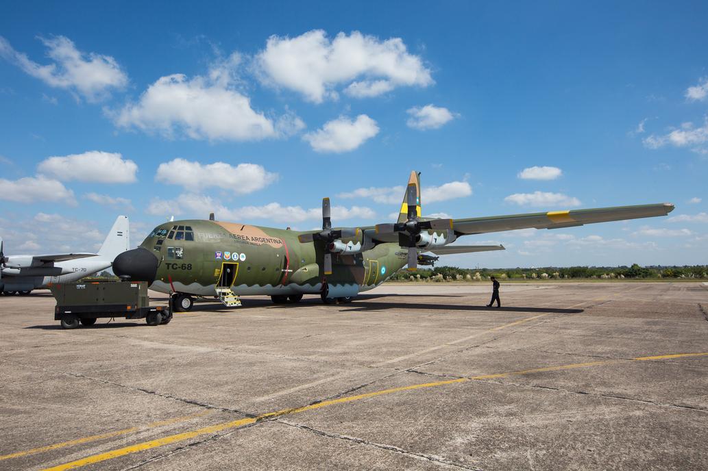El Hércules hoy en la I Brigada Aérea de El Palomar. Foto: La Nación/GDA.