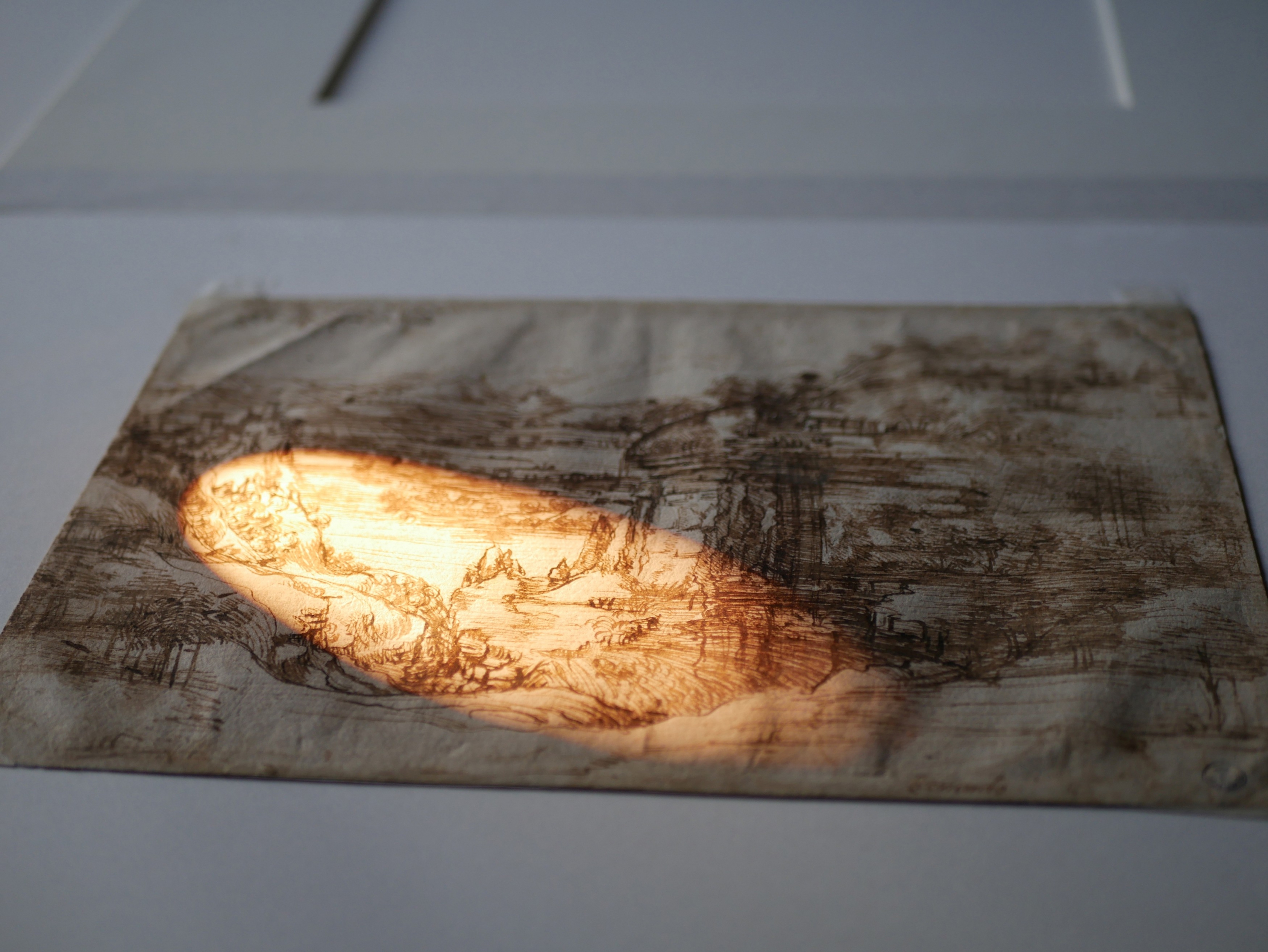 Dibujo de Leonardo Da Vinci titulado Il Paesaggio que fue analizado. Foto: AFP