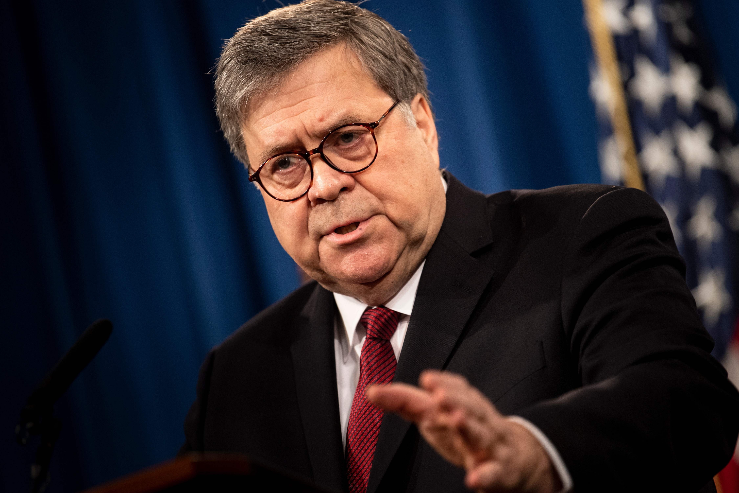 Fiscal general de Estados Unidos, William Barr. Foto: AFP