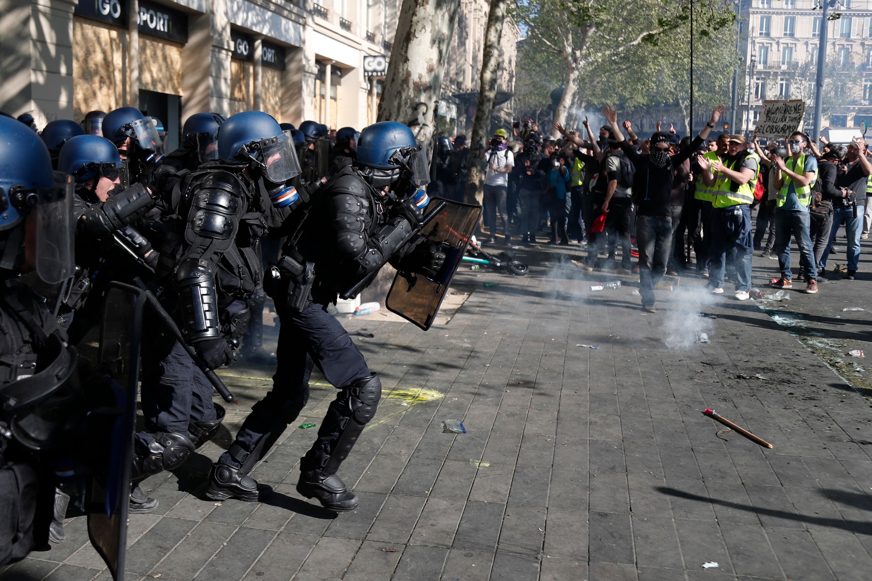 Protestas de Chalecos amarillos en París. Foto: AFP