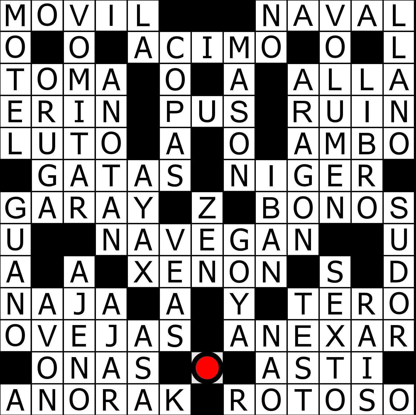 Solución crucigrama