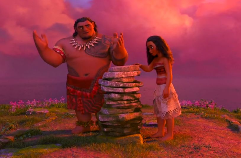 Escena de Moana en la que muestran la torre de piedras. Foto: captura de pantalla