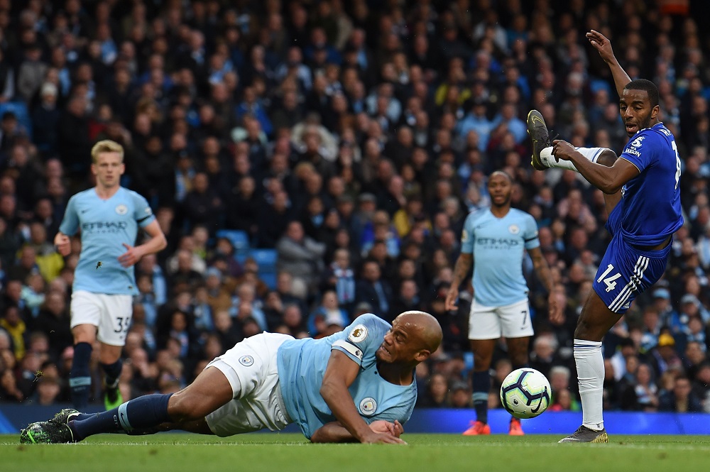 Vicent Kompany en Manchester City vs. Leicester