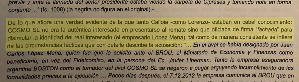 Clave 2 de la sentencia que condenó a Lorenzo y Calloia
