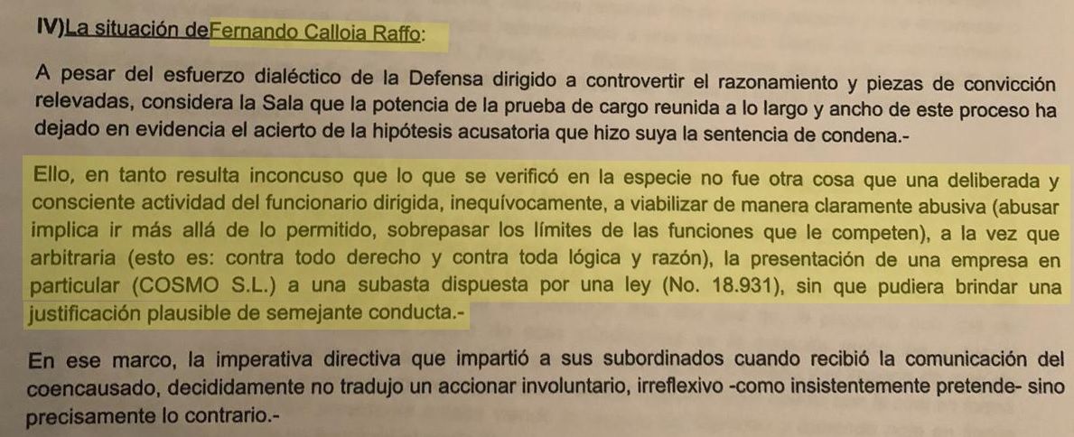 Clave 3 de la sentencia que condenó a Lorenzo y Calloia