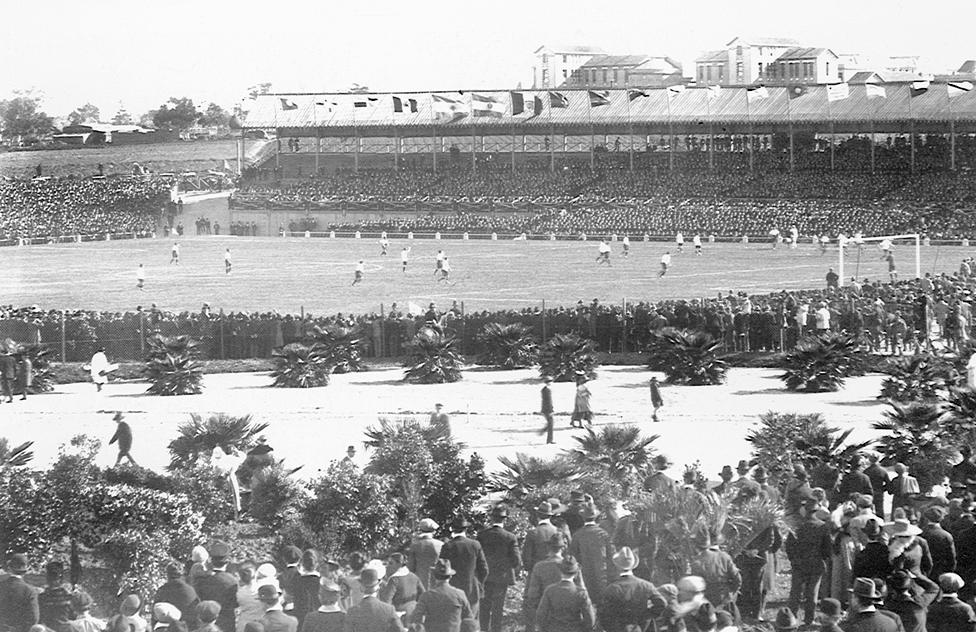 Un encuentro de la Copa América en el Parque Pereira.