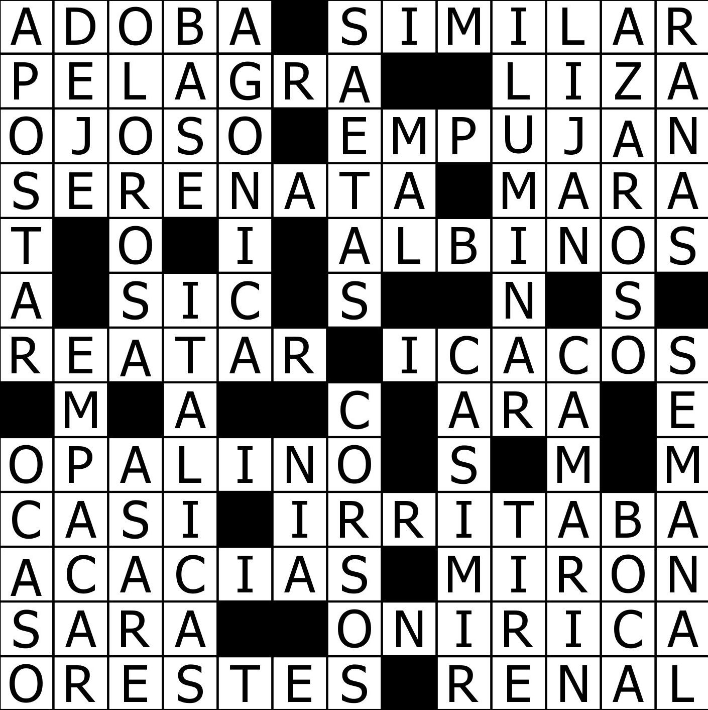 Solución crucigrama