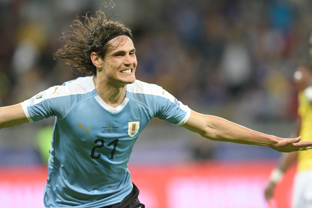 Edinson Cavani celebra el gol de Uruguay ante Ecuador. Foto: Gerardo Pérez.