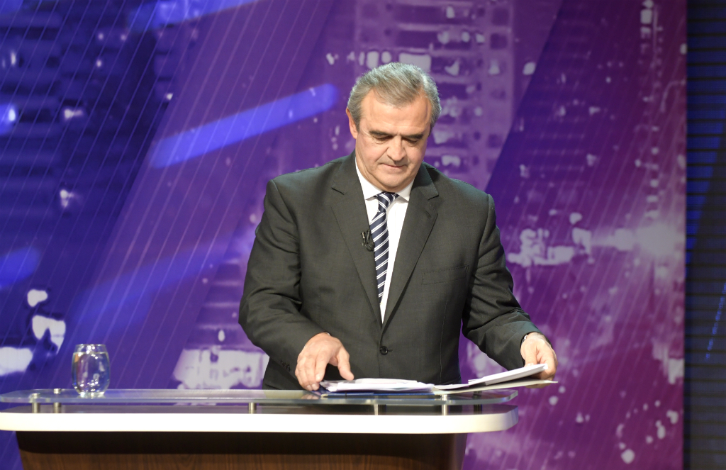 Jorge Larrañaga en el debate electoral con Carolina Cosse. Foto: Marcelo Bonjour