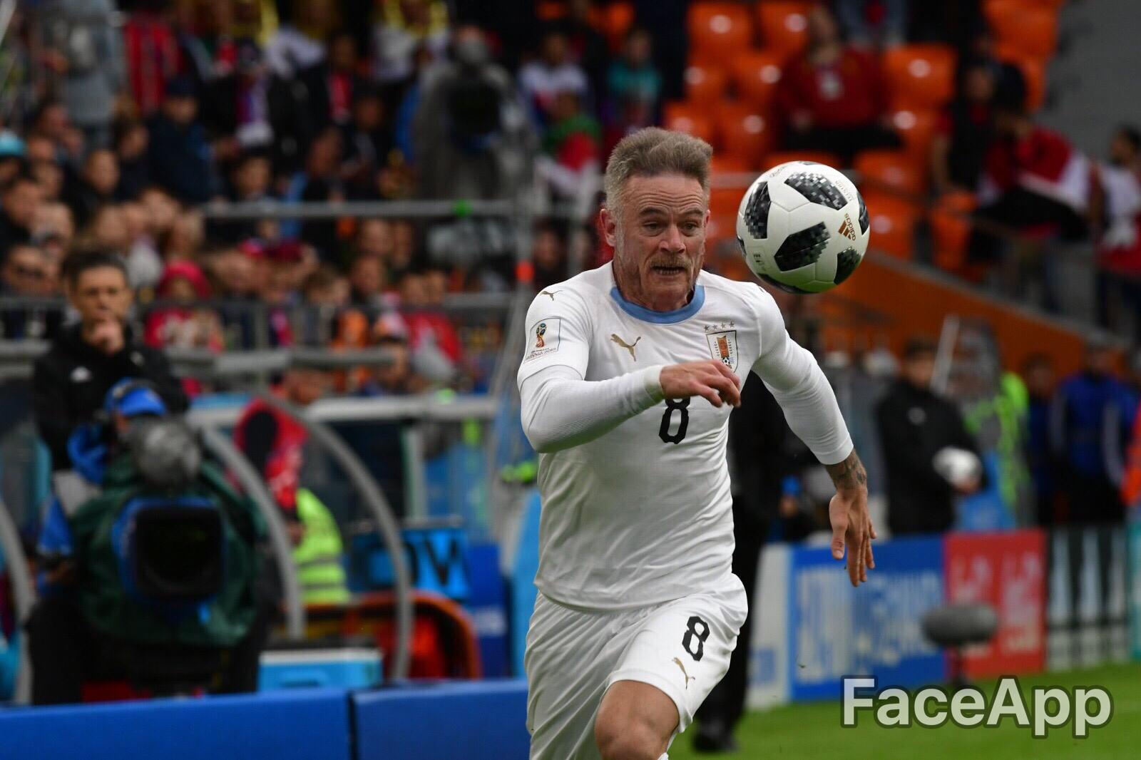 Así se ven los jugadores de Uruguay con el paso del tiempo en FaceApp. Imagen original: Archivo El País