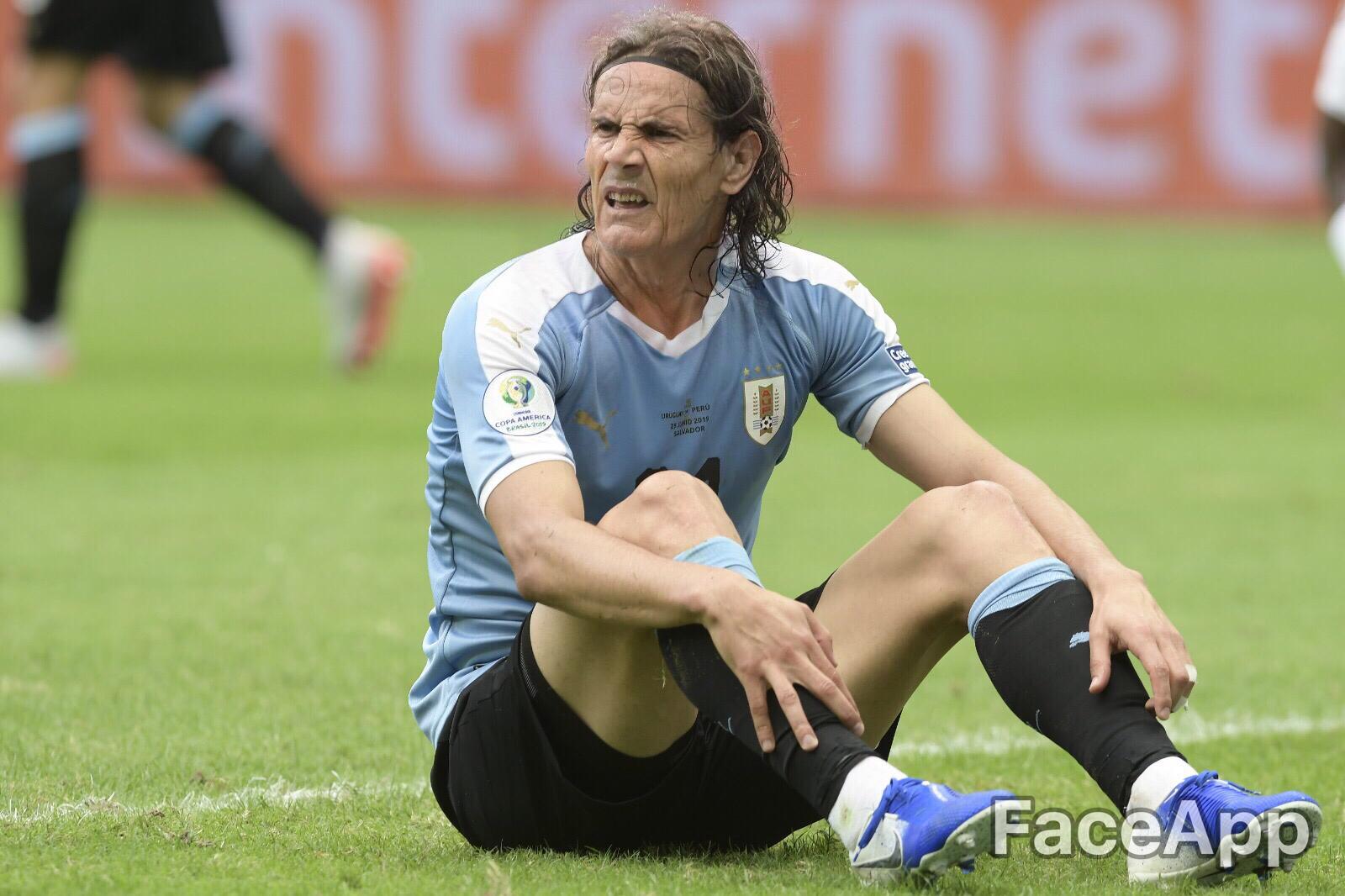 Así se ven los jugadores de Uruguay con el paso del tiempo en FaceApp. Imagen original: Archivo El País