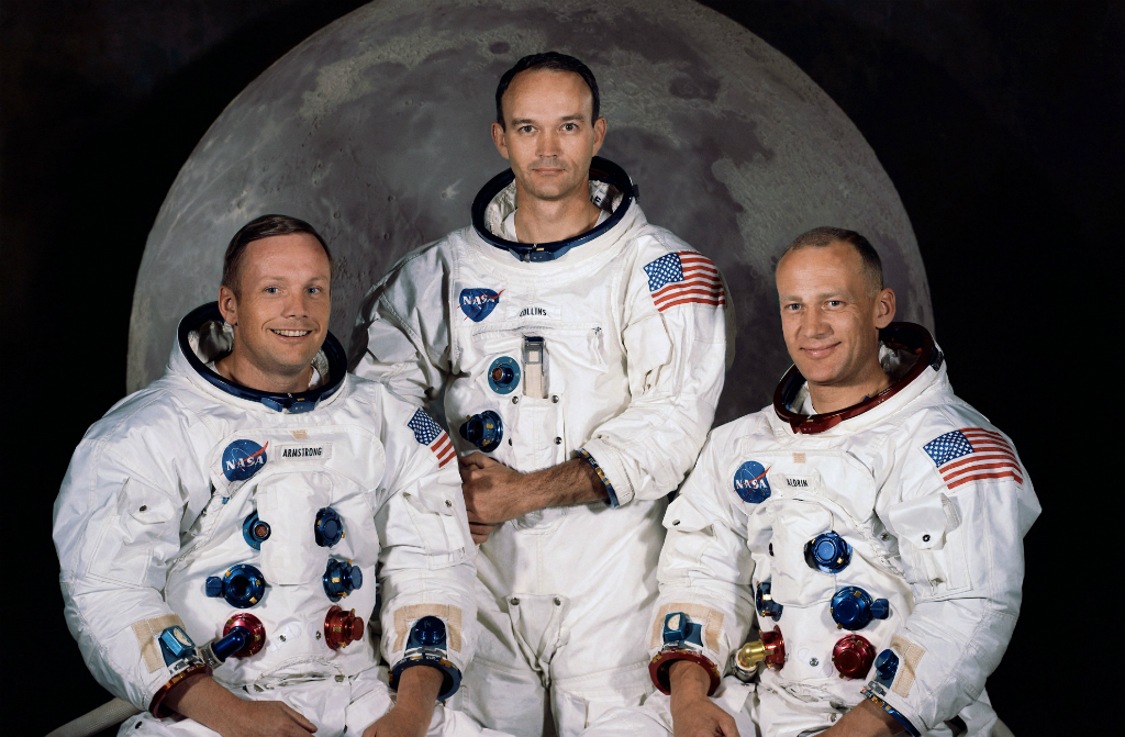 Armstrong, Aldrin y Collins, la tripulación del Apolo 11. Foto: NASA