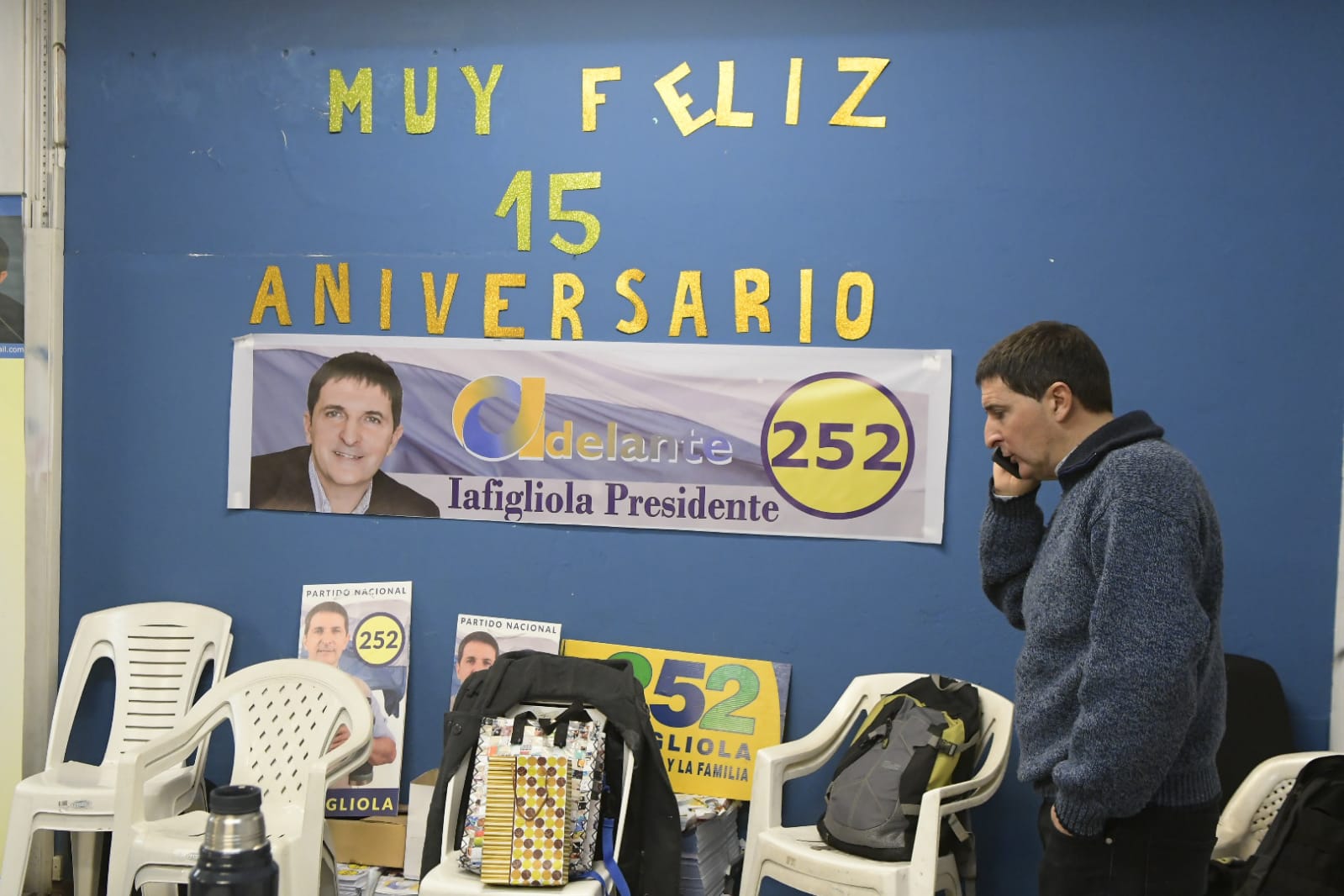 Carlos Iafigliola este domingo tras conocerse los resultados preliminares. Foto: Leonardo Mainé