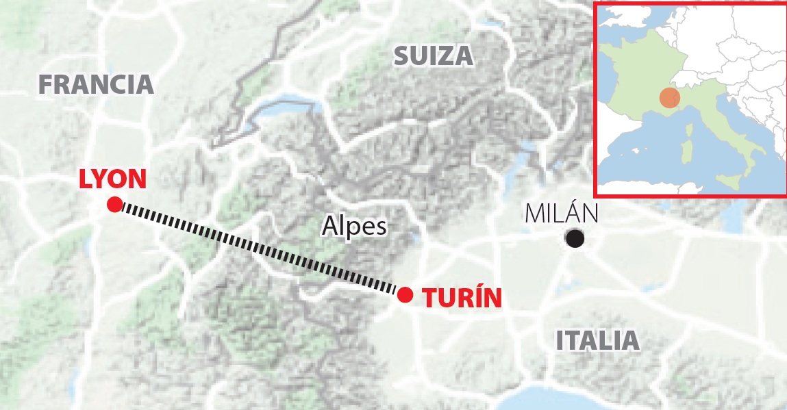 Línea de tren de Turín a Lyon. Foto: El País