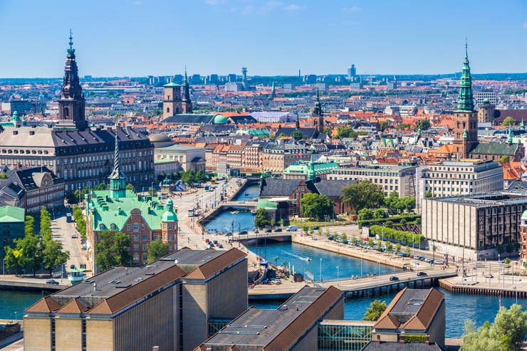 Copenhague, capital de Dinamarca, desde lo alto. Foto: Shutterstock.
