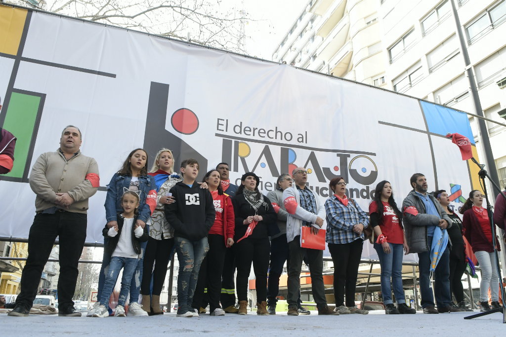 Acto del Pit-Cnt durante el paro parcial. Foto: Leonardo Mainé
