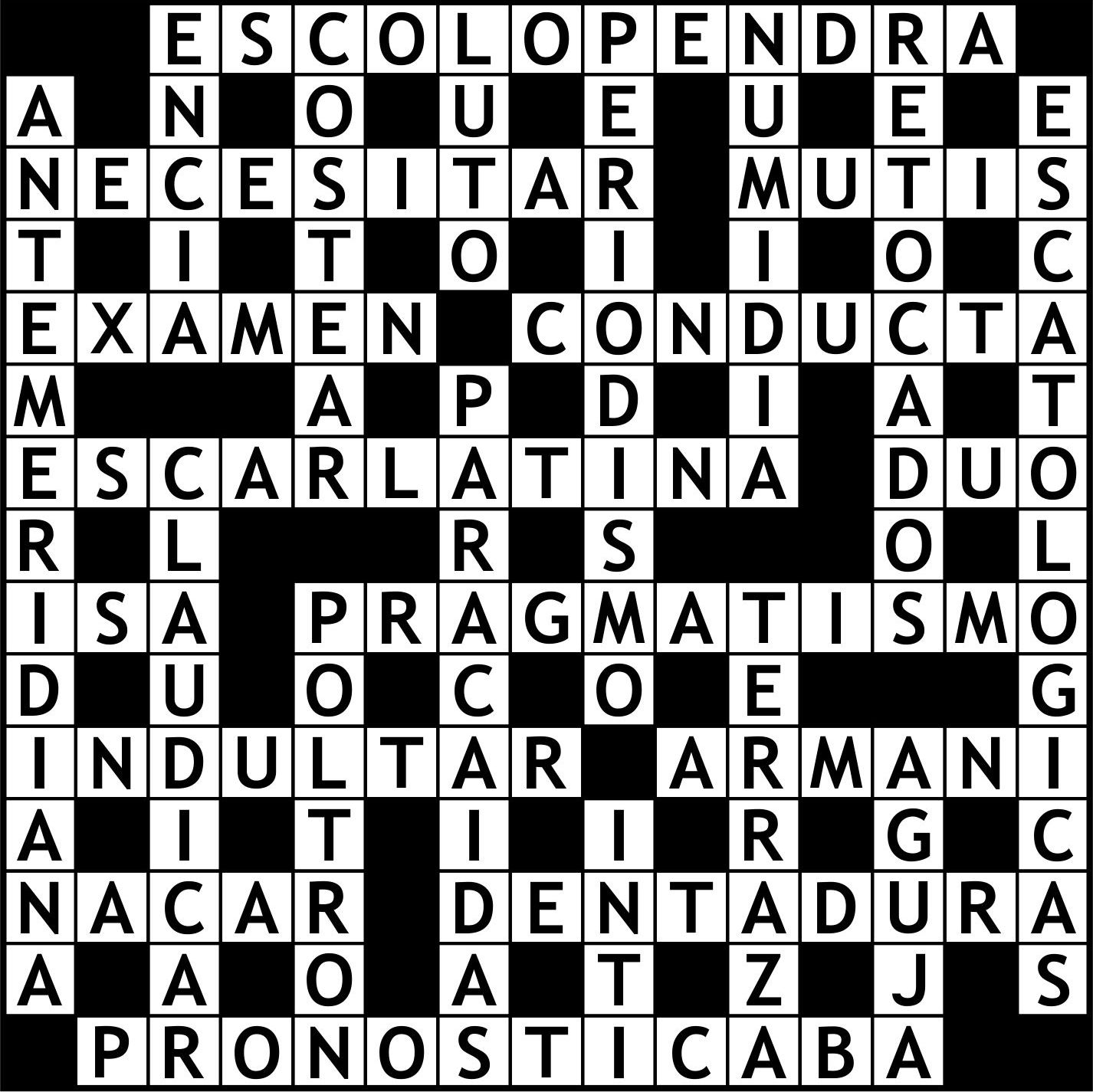 Solución crucigrama
