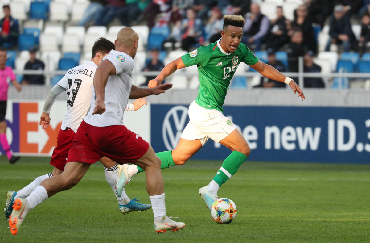 Callum Robinson de Irlanda en el empate a cero ante Georgia. Foto: Reuters.