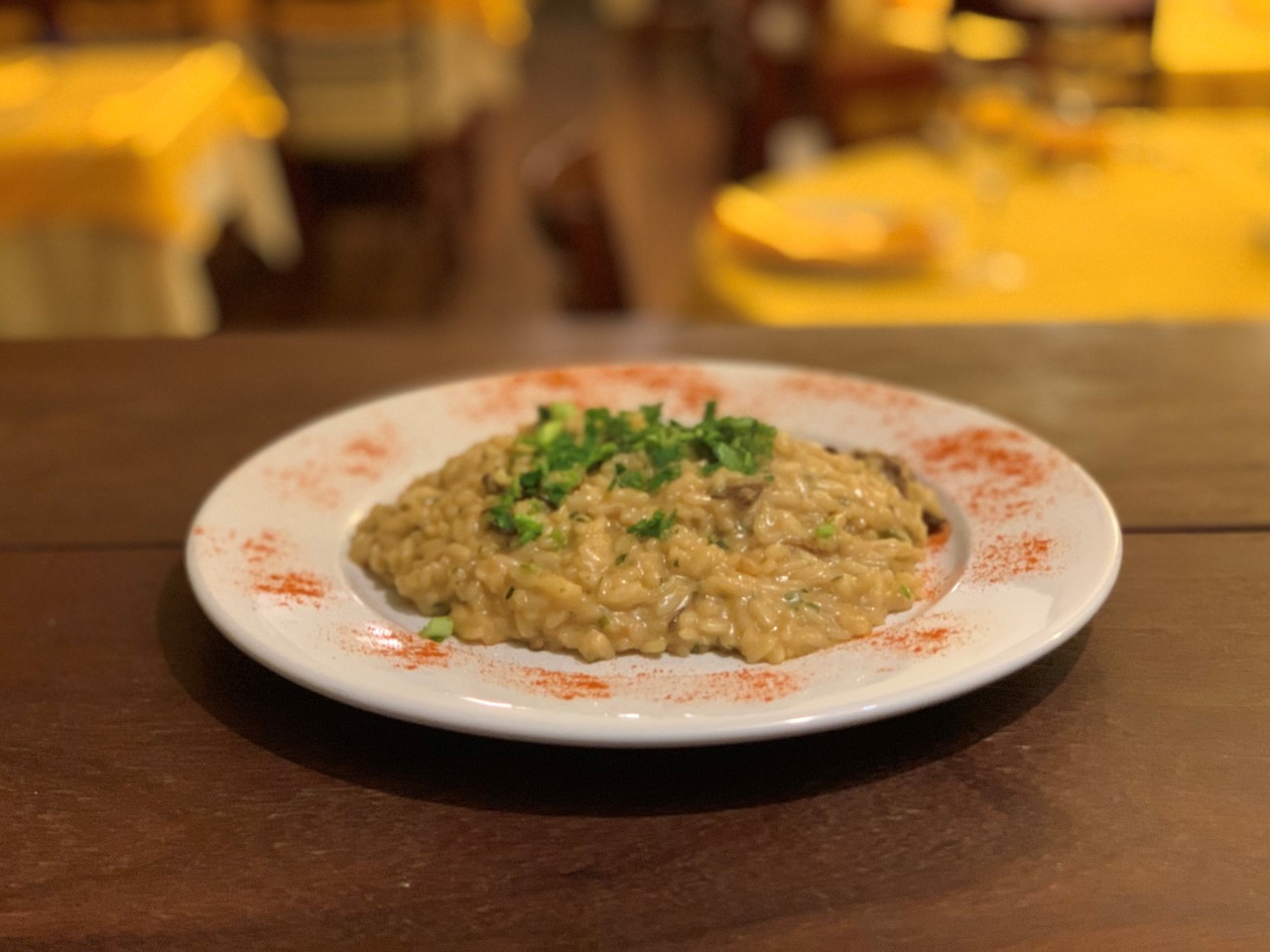 Rissotto ai funghi. Es uno de los platos destacados de La Hostaria.