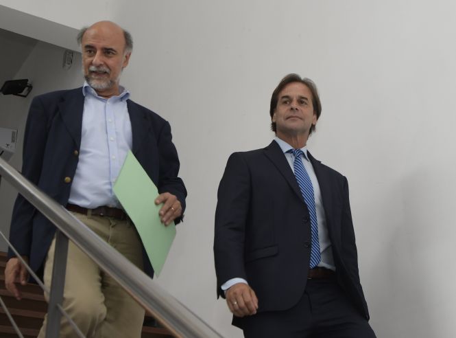 Lacalle Pou se reunió con el líder del Partido Independiente, Pablo Mieres. Foto: Leonardo Mainé