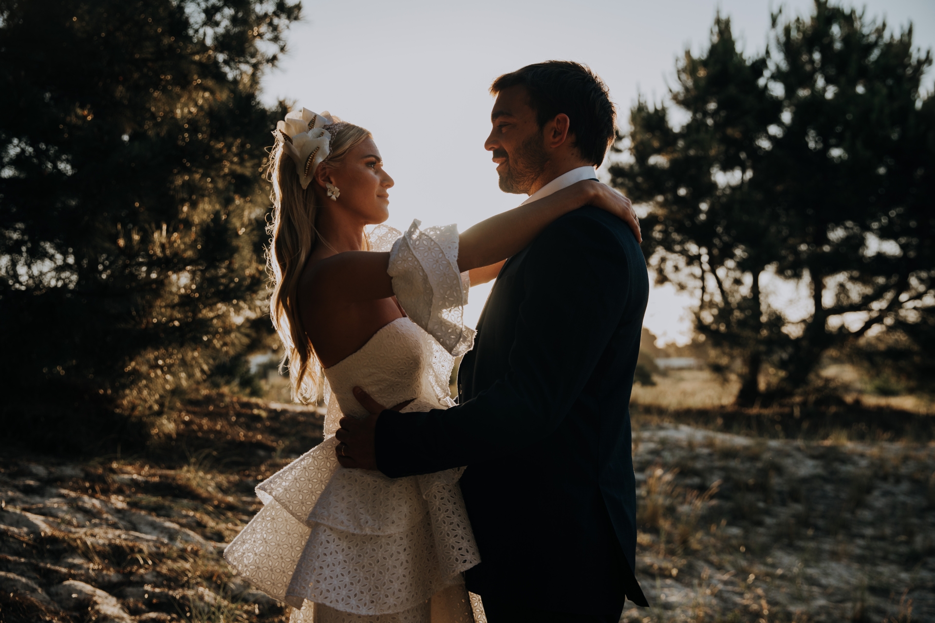 Los novios luego de la ceremonia religiosa.