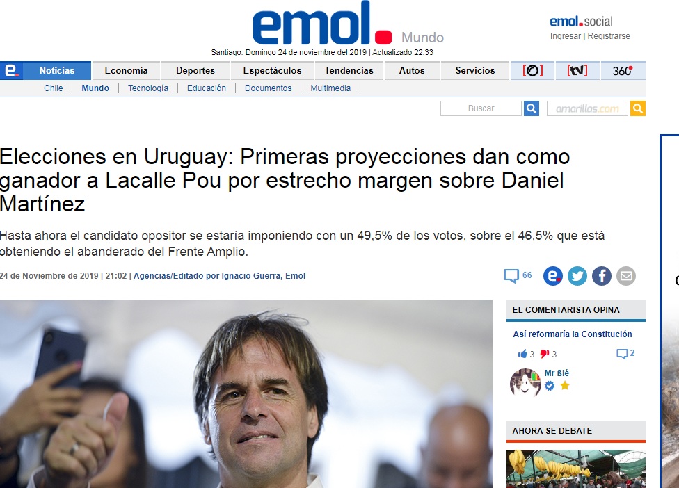 Captura de pantalla Emol - Chile