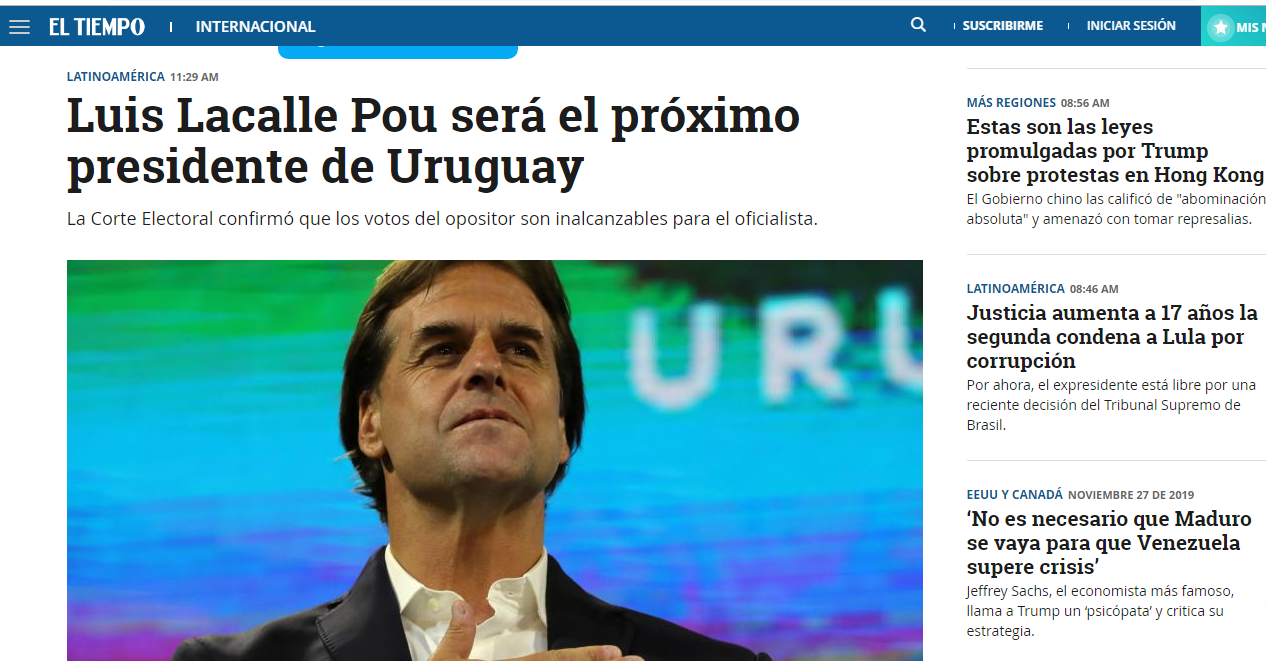 El Tiempo de Colombia. Foto: Captura