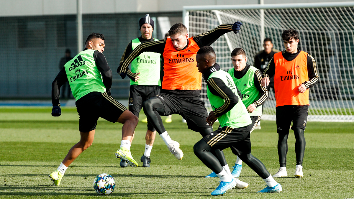 Federico Valverde en el entrenamiento de Real Madrid