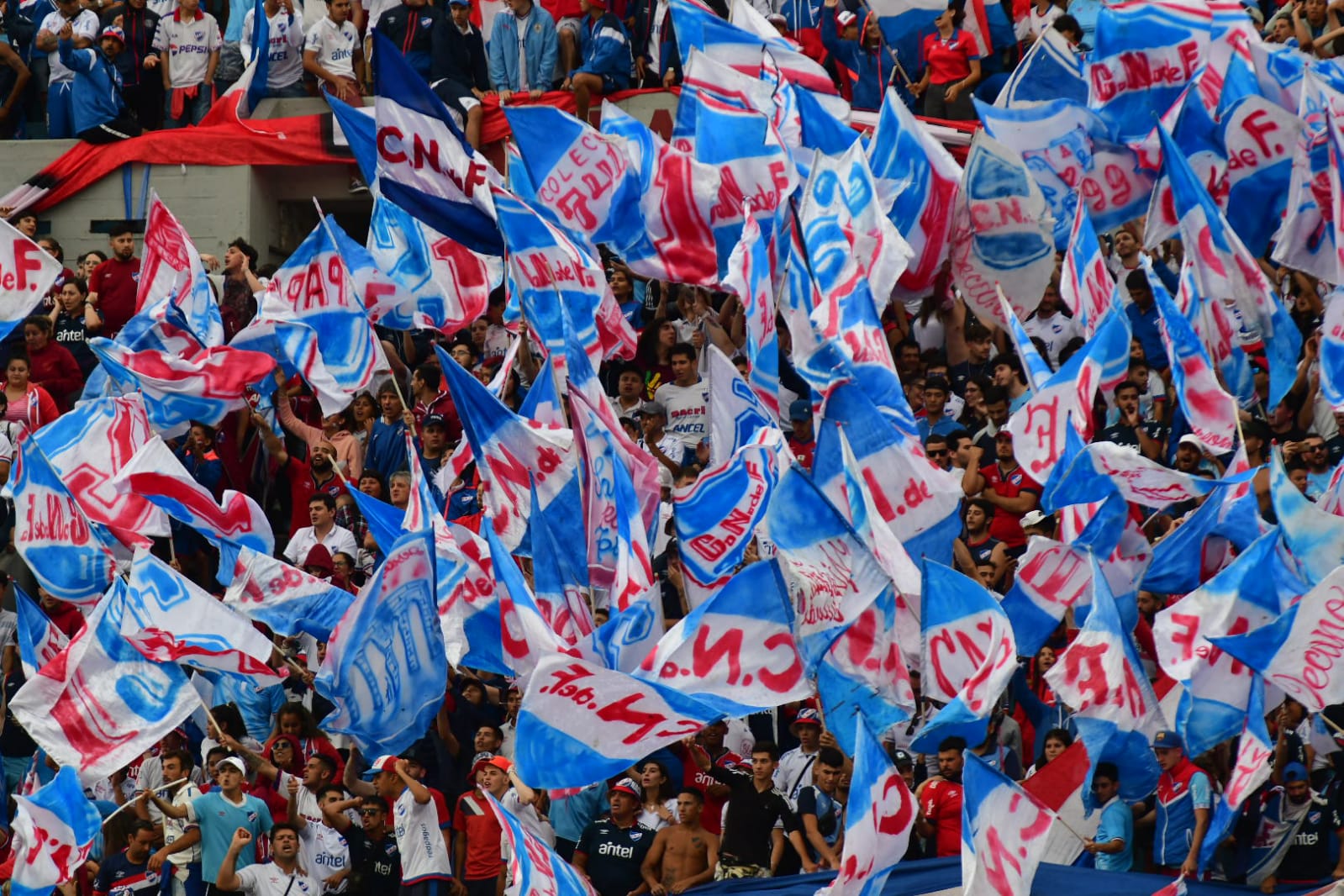 Hinchas de Nacional en la Tribuna Colombes - hinchada