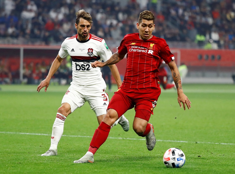 Rodrigo Caio y Firmino en Liverpool vs. Flamengo