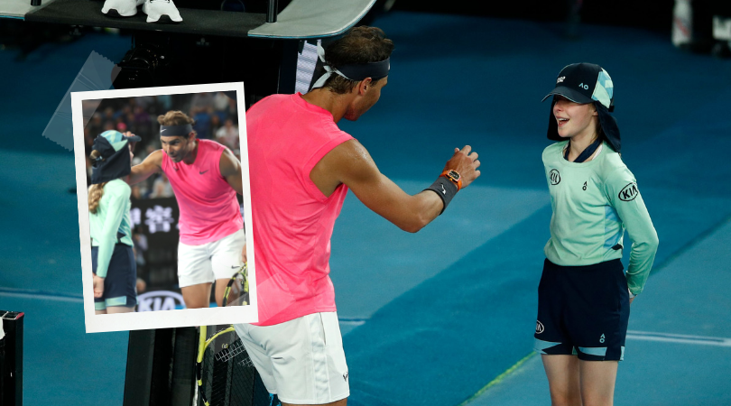 "Me asusté por ella", el bonito gesto de Rafa Nadal con una niña alcanza-pelotas . Fotos: Reuters