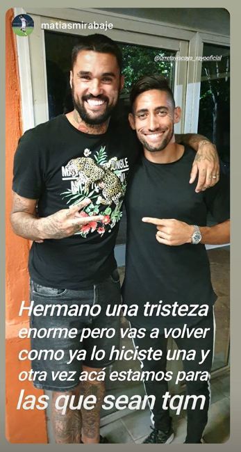 El mensaje de Matías Mirabaje a Jonathan Urretaviscaya.