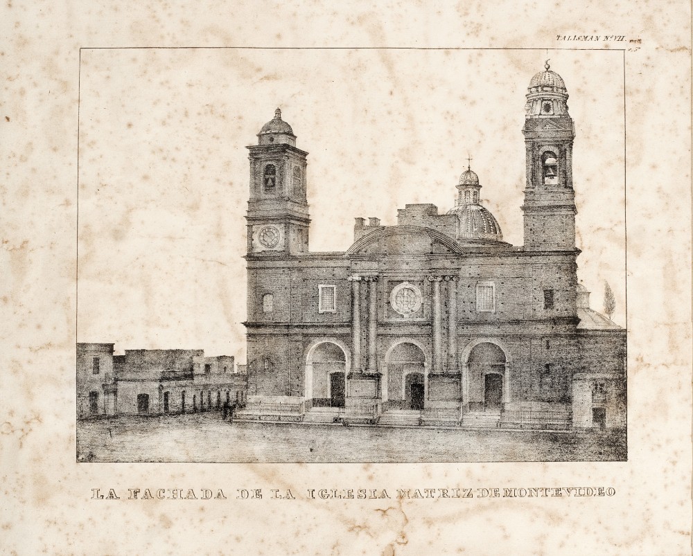 Una litografía de la primera fotografía tomada en Uruguay. Foto: Centro de Fotografía de Montevideo.