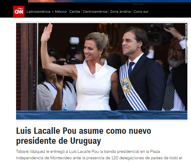 Así cubrió la CNN el cambio de mando en Uruguay. Foto: Captura de CNN
