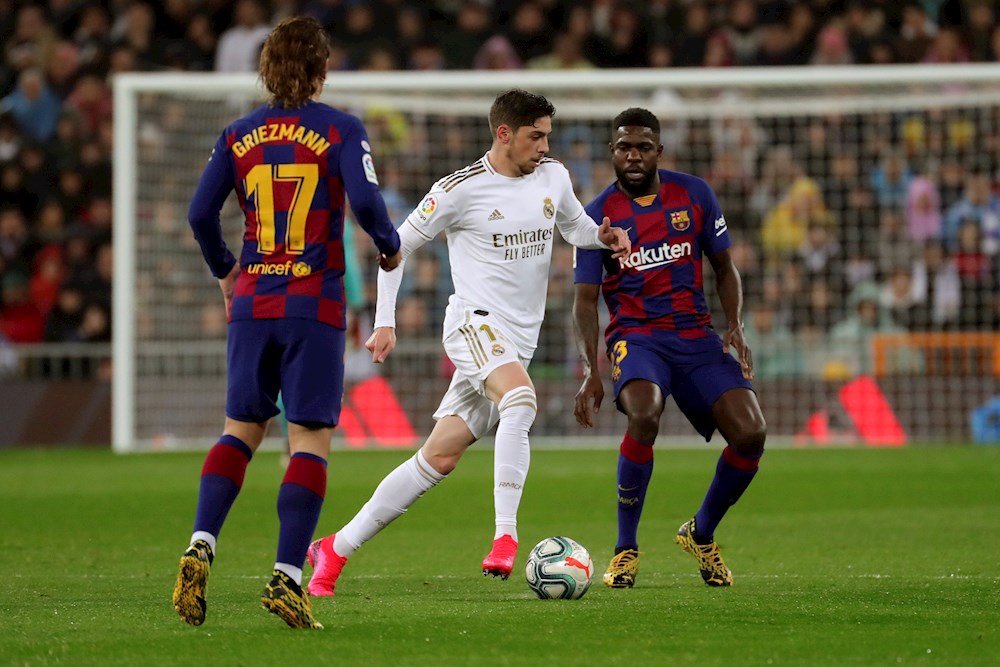 Federico Valverde en el clásico Barcelona vs. Real Madrid