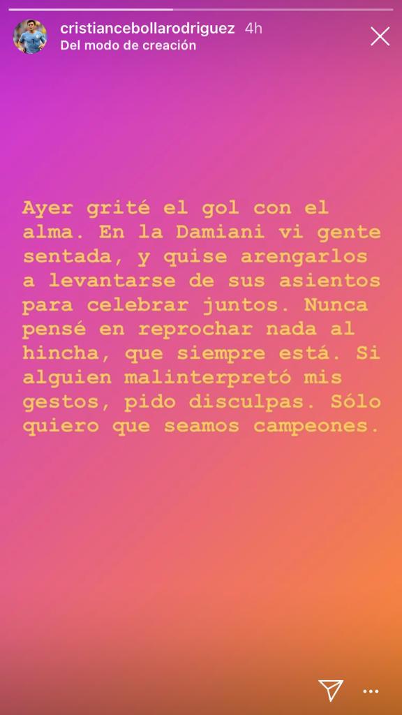 Publicación de Cristian Rodríguez en Instagram