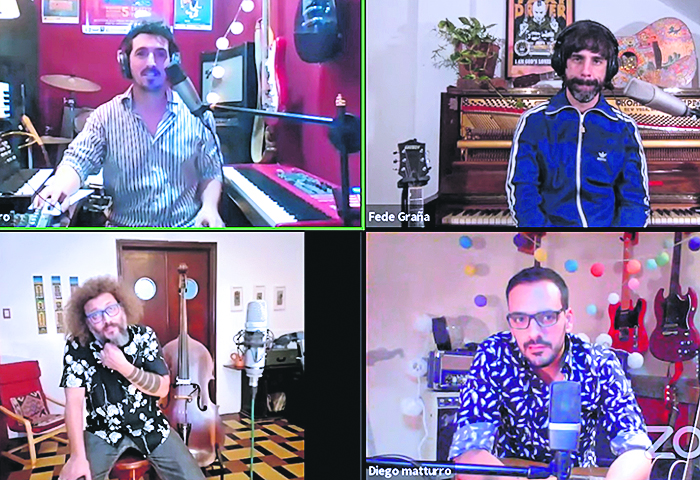 Los Prolijos en un show por Zoom. Foto: Captura