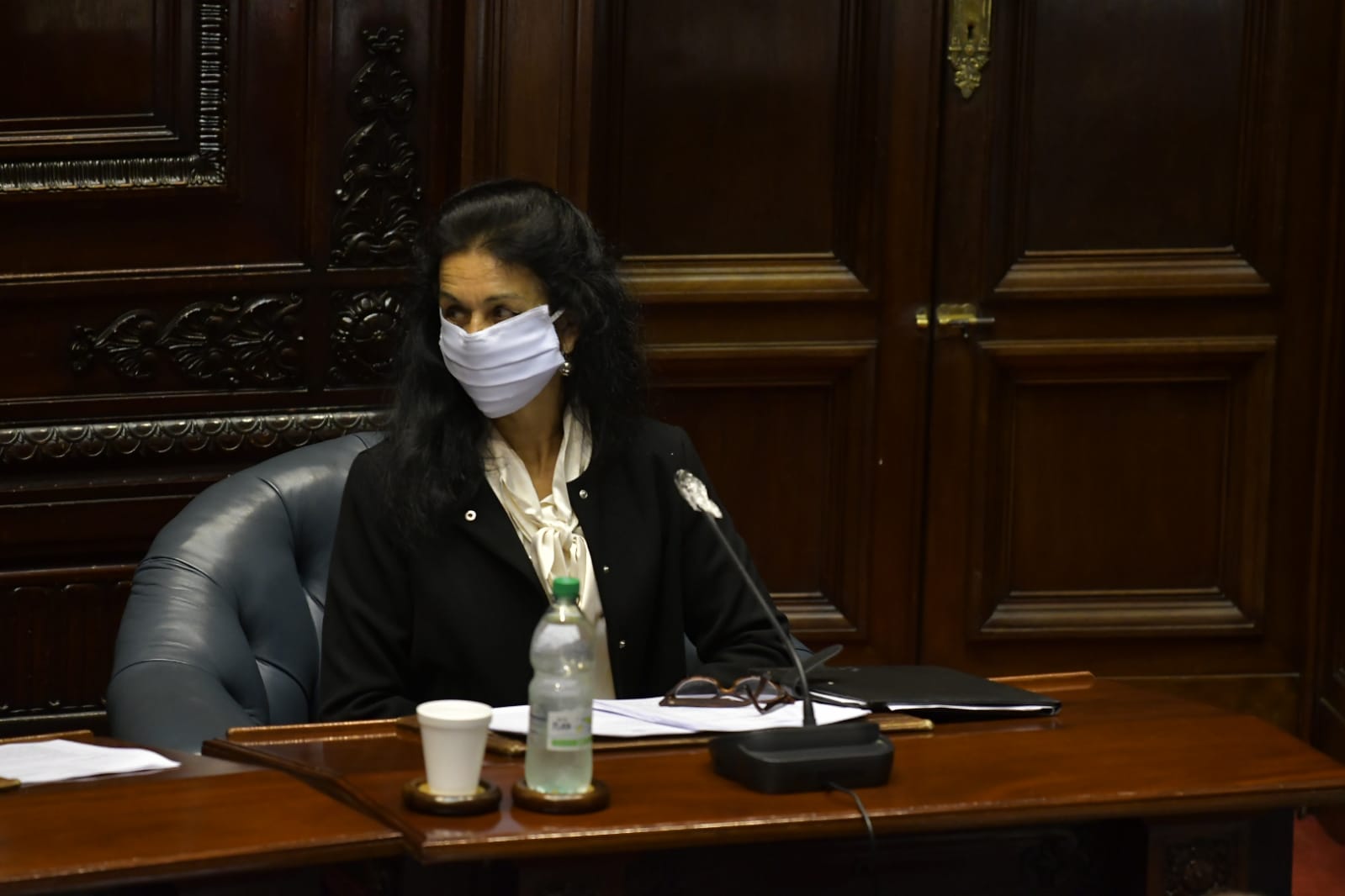 Rosina Piñeyro, madre de Juan Sartori, este martes en el Senado Foto: Leonardo Mainé