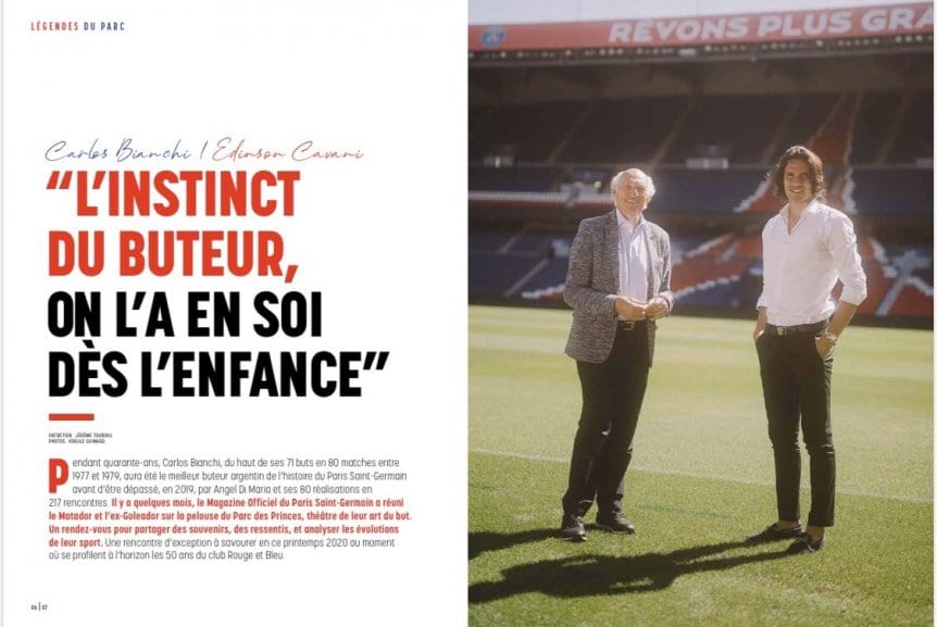 Edinson Cavani y Carlos Bianchi. Foto: Captura.