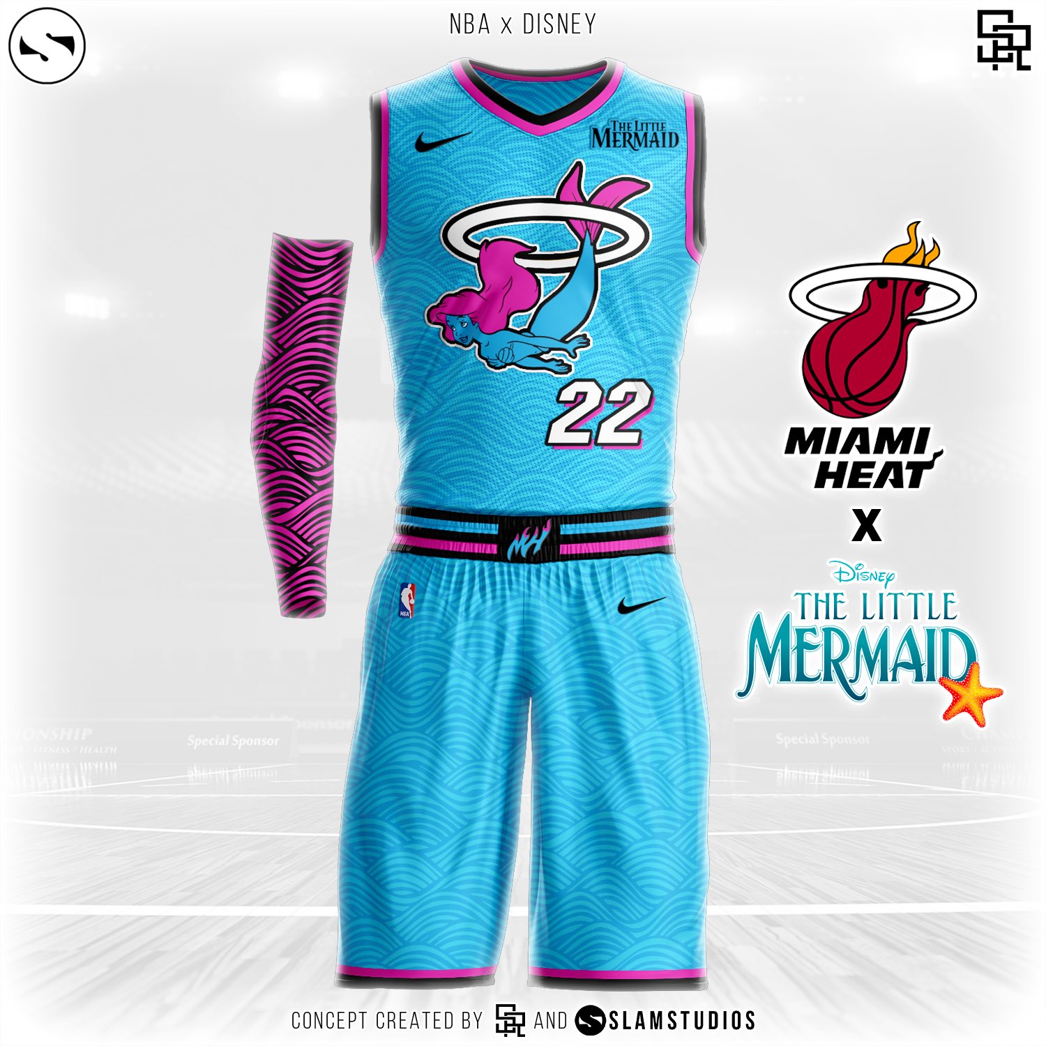 El diseño de la camiseta de Miami Heat para jugar en Disney. Foto: @SlamStudios.