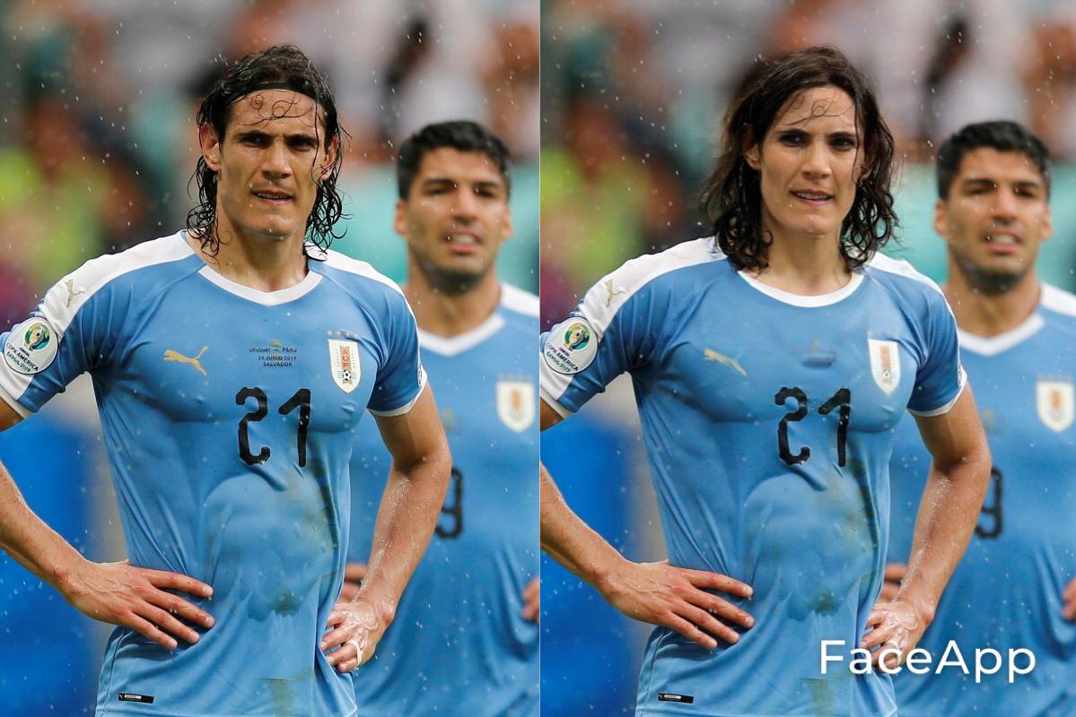 Edinson Cavani en FaceApp