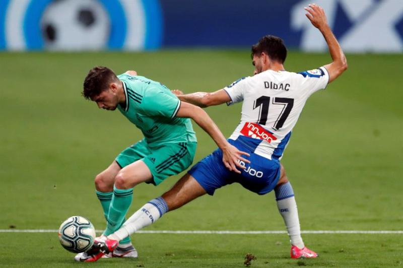 Federico Valverde en el duelo entre Real Madrid y Espanyol. Foto: EFE.