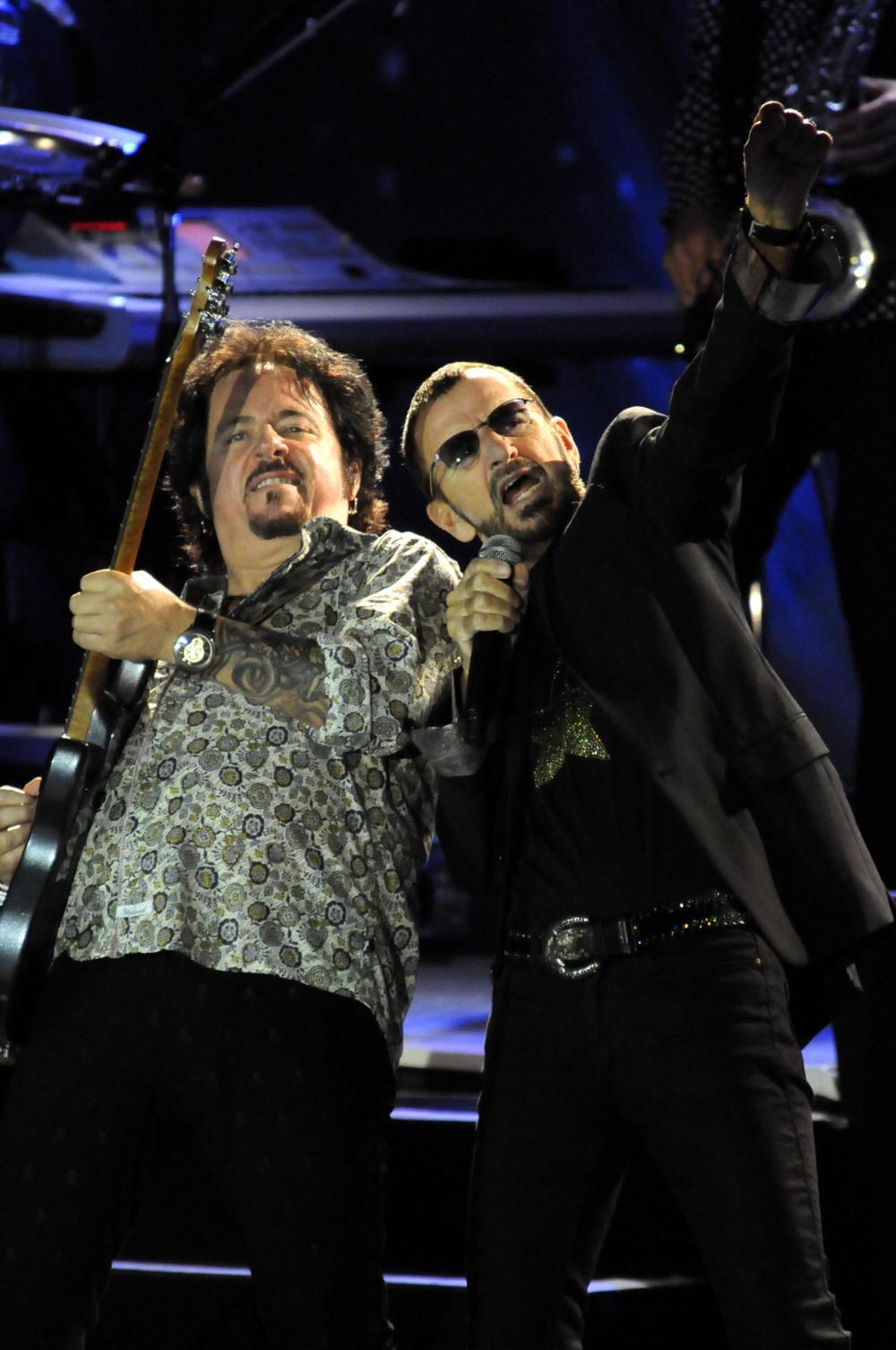 Ringo Starr y Steve Lukather en el show de Punta del Este. Foto: Archivo El País.
