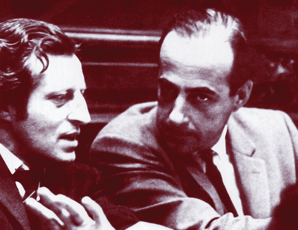 Zelmar Michelini y Héctor Gutiérrez Ruiz en el Parlamento. Foto: Archivo El País