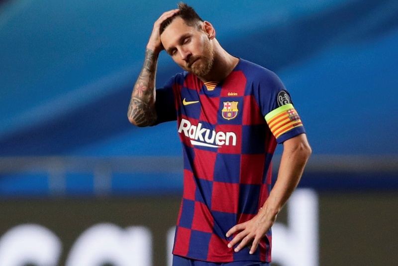 El lamento de Lionel Messi en el duelo entre Barcelona y Bayern Munich. Foto: Reuters.