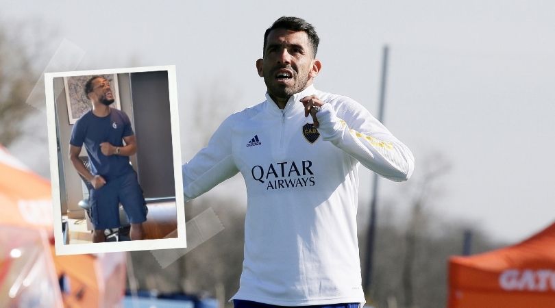 A pura cumbia: Evra y su baile de bienvenida para Carlitos Tévez, que tiene Instagram. Foto: Captura y Boca Juniors (Twitter)