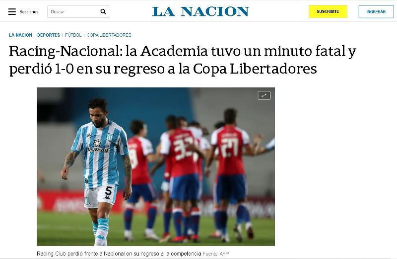 El comentario de La Nación sobre Racing-Nacional