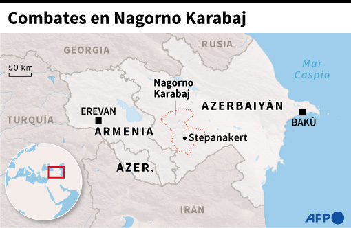 Conflicto de Nagorno Karabaj. Foto: AFP.