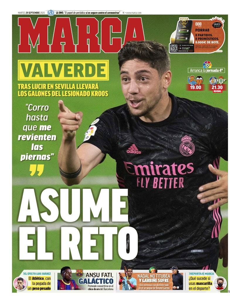 La tapa del Diario Marca con Federico Valverde. Foto: @marca.