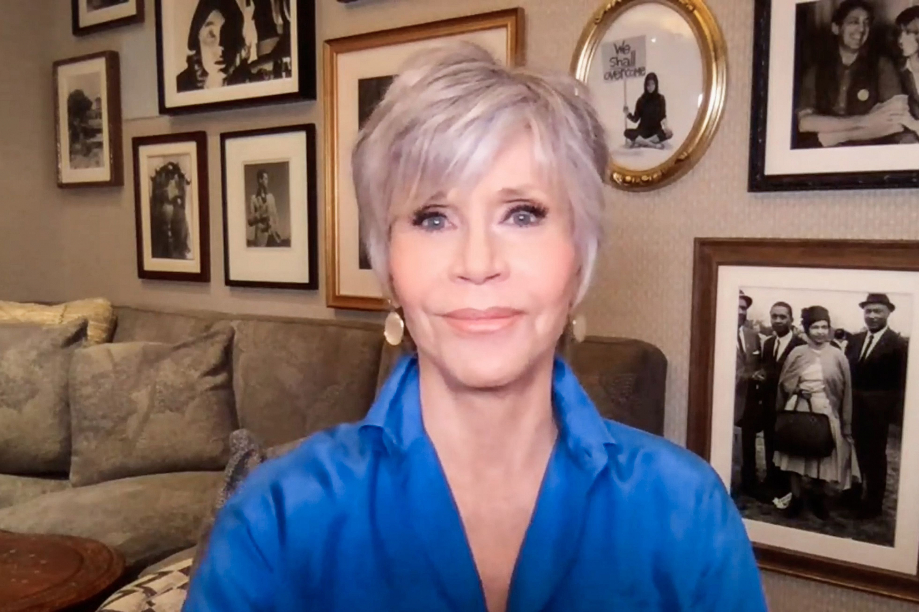 Jane Fonda en su charla TED. Foto: AFP